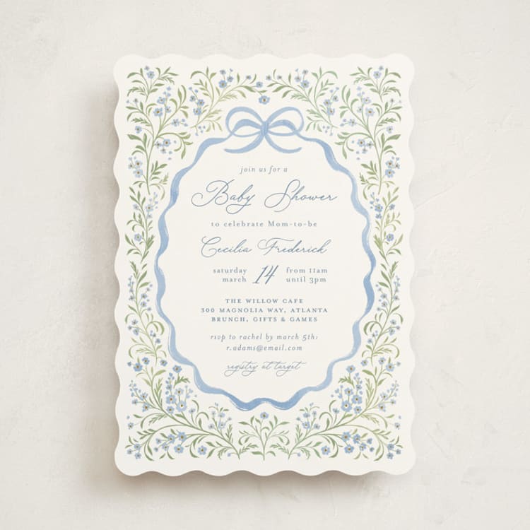 "Darling" - Baby Shower Invitations in Sky by Paper Raven Co. - Front