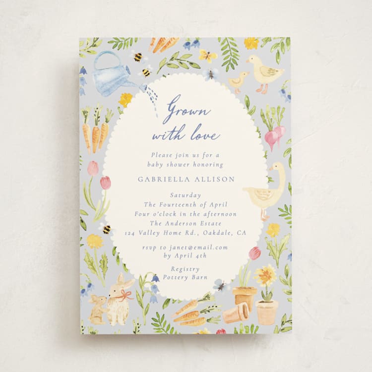 "Grown with love" - Baby Shower Invitations in Sky by frau brandt - Front