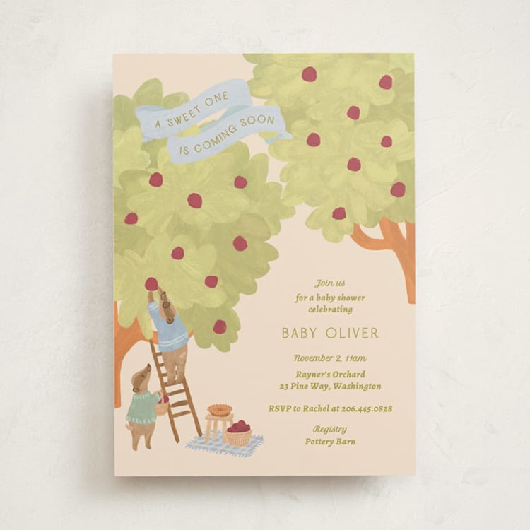 "Apple Orchard" - Baby Shower Invitations in Blueberry by Natalie Rae - Front