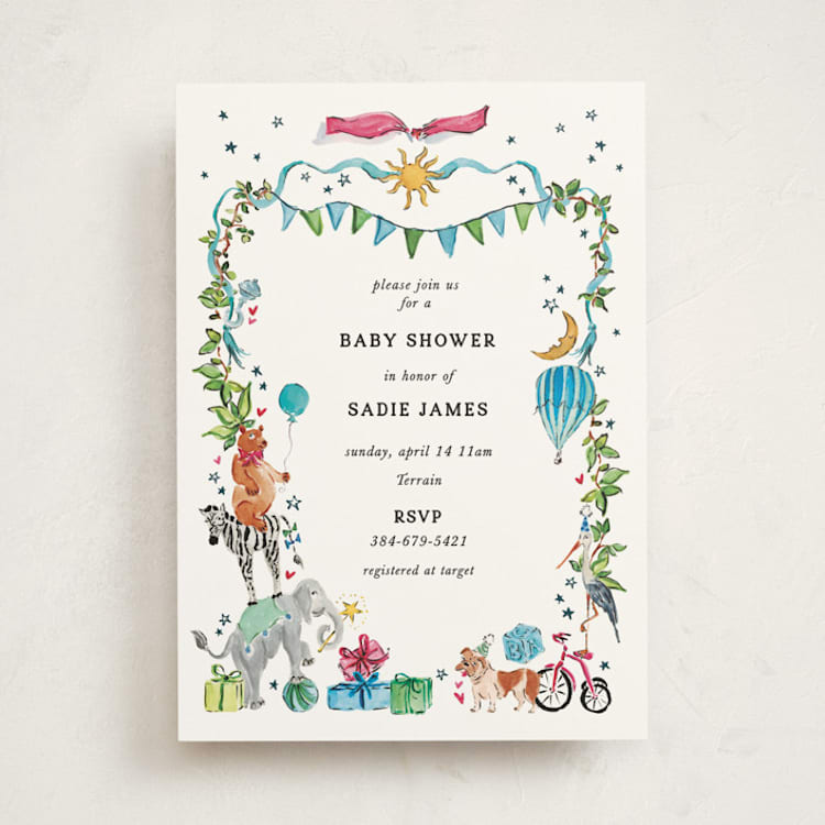 "Favorite Things" - Baby Shower Invitations in Celestial by Jill Delavan - Front