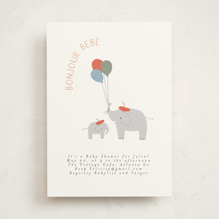 "Bonjour Balloons" - Baby Shower Invitations in Berry by Angela Thompson - Front