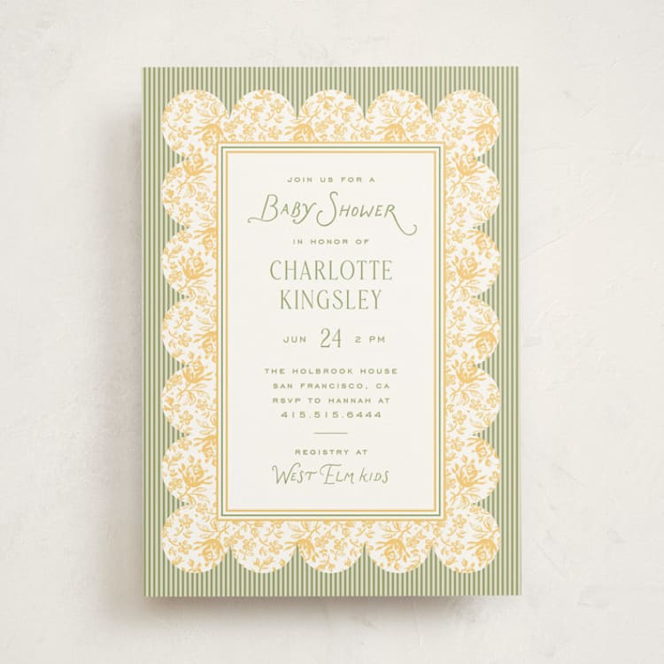 "Nostalgic" - Baby Shower Invitations in Daffodil by Heather Schertzer - Front