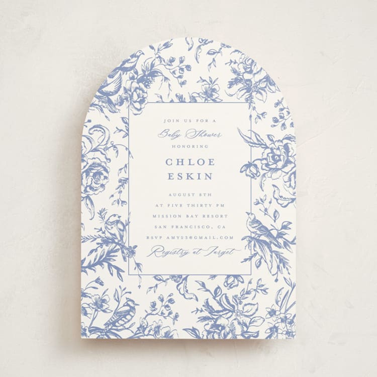 "Dreamy Toile" - Baby Shower Invitations in Blueberry by Teju Reval - Front