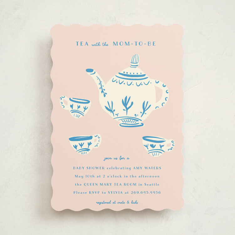 "China Tea Set" - Baby Shower Invitations in Blush by Ani Somi - Front