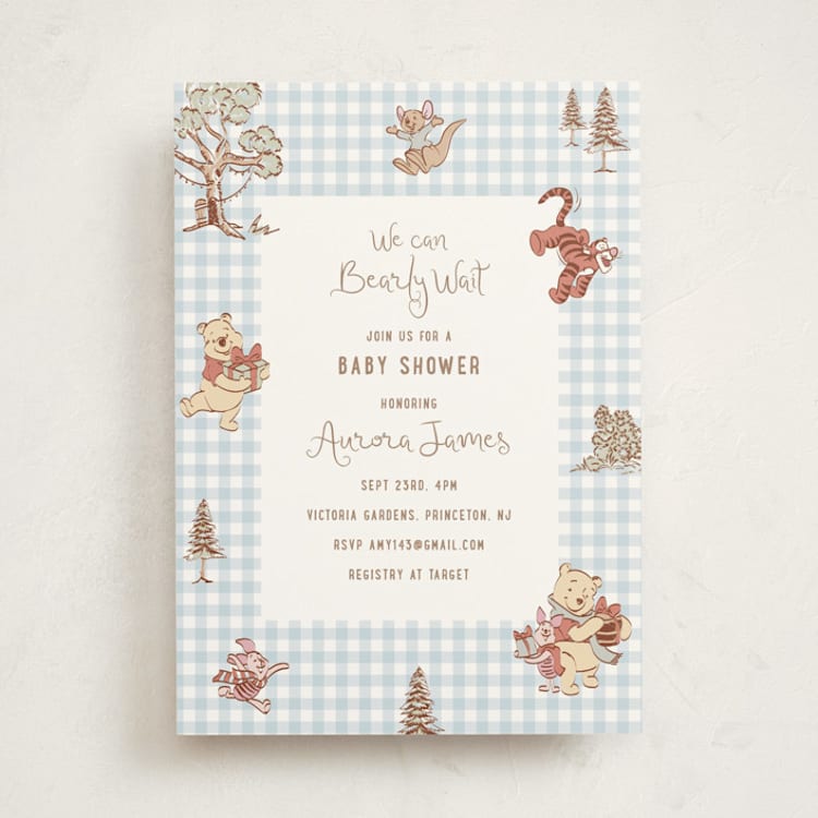 "Disney's Winter Pooh" - Baby Shower Invitations in Sky by Teju Reval - Front