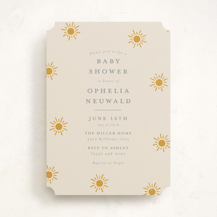 "Sun Toss" - Baby Shower Invitations in Golden Sun by Meggy Masters - Front