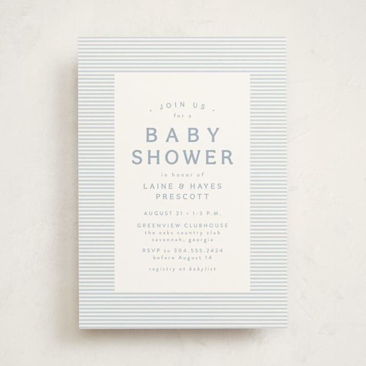 "A cute stripe" - Baby Shower Invitations in Sky by Lea Delaveris - Front