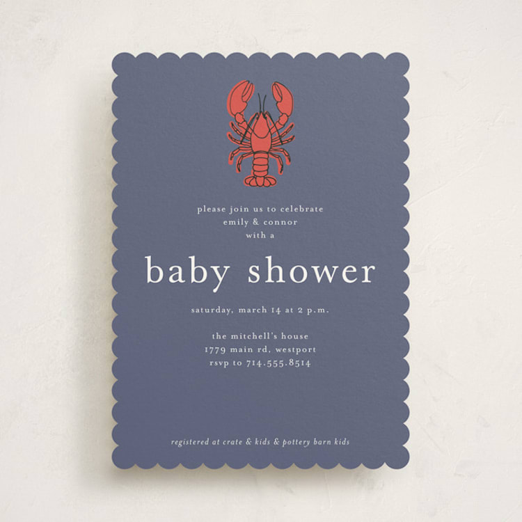 "My Lobster" - Baby Shower Invitations in Denim by Wendy Taylor - Front