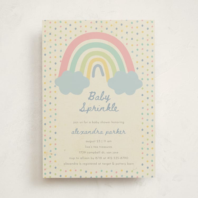 "Rainbow Sprinkles" - Baby Shower Invitations in Sweet Mint by Ilene Guy - Front