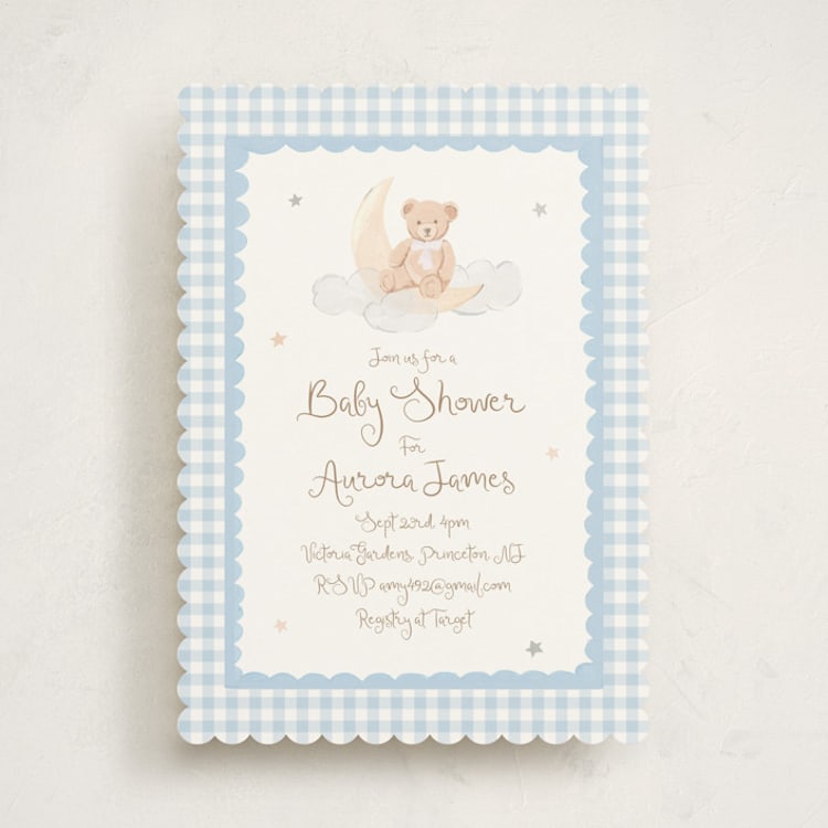 "Dreamy Bear" - Baby Shower Invitations in Sky by Teju Reval - Front