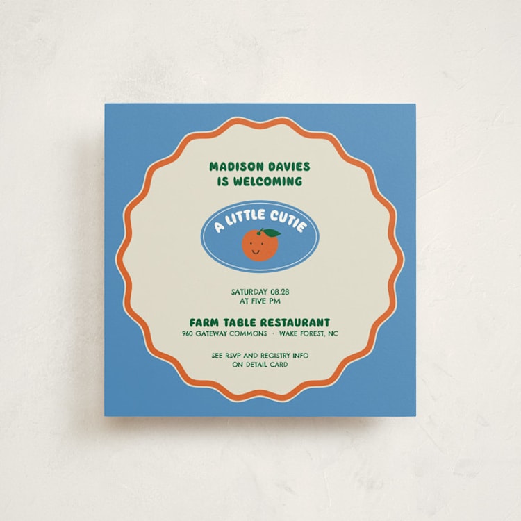 "little cutie sticker" - Baby Shower Invitations in Aqua by Studio Suku - Front