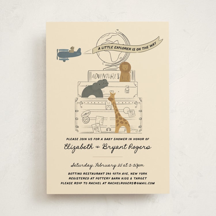 "Little Explorer" - Baby Shower Invitations in Butter by Jenna Holcomb - Front