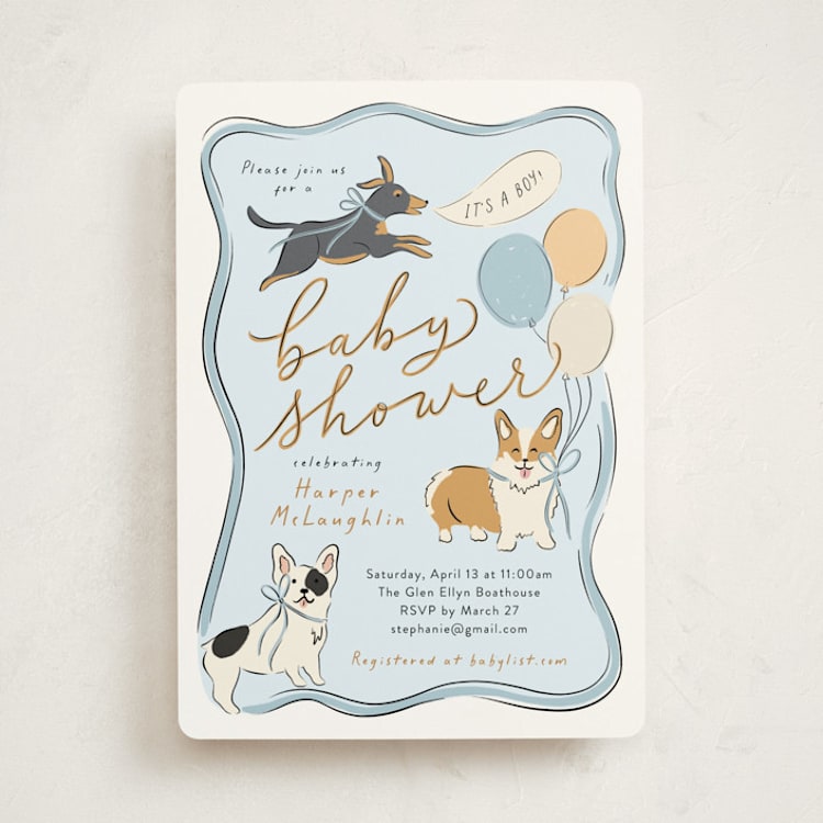 "Party Puppies" - Baby Shower Invitations in Fur by Erin German - Front