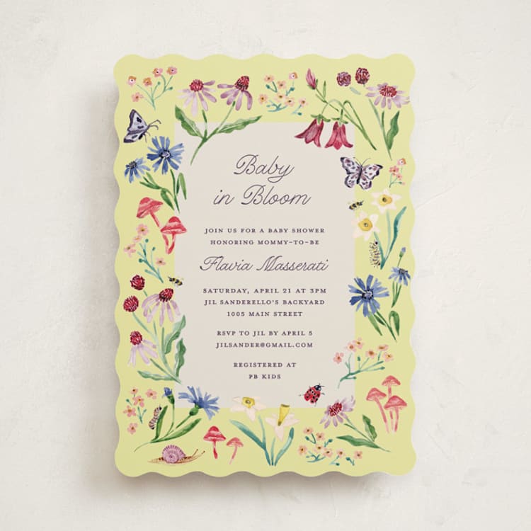 "Blooming Garden" - Baby Shower Invitations in Citrus by Pati Cascino - Front