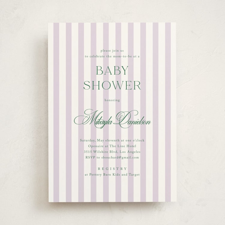 "Resort" - Baby Shower Invitations in Lilac by Kelly Schmidt - Front