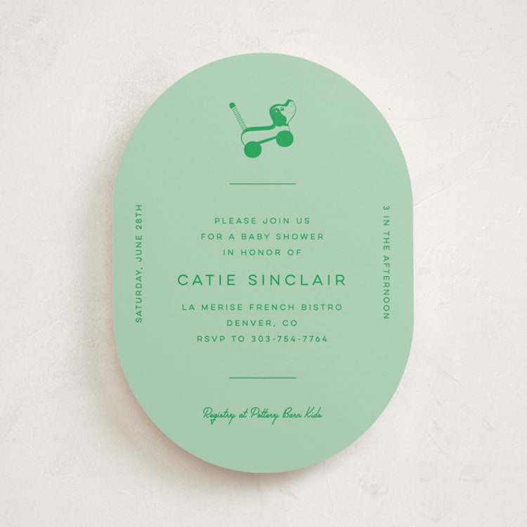"Vintage Classic" - Baby Shower Invitations in Mint by Jen Ramsey - Front