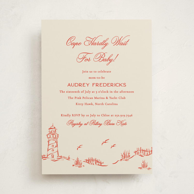 "Kitty Hawk" - Baby Shower Invitations in Lobster by Jackie Crawford - Front