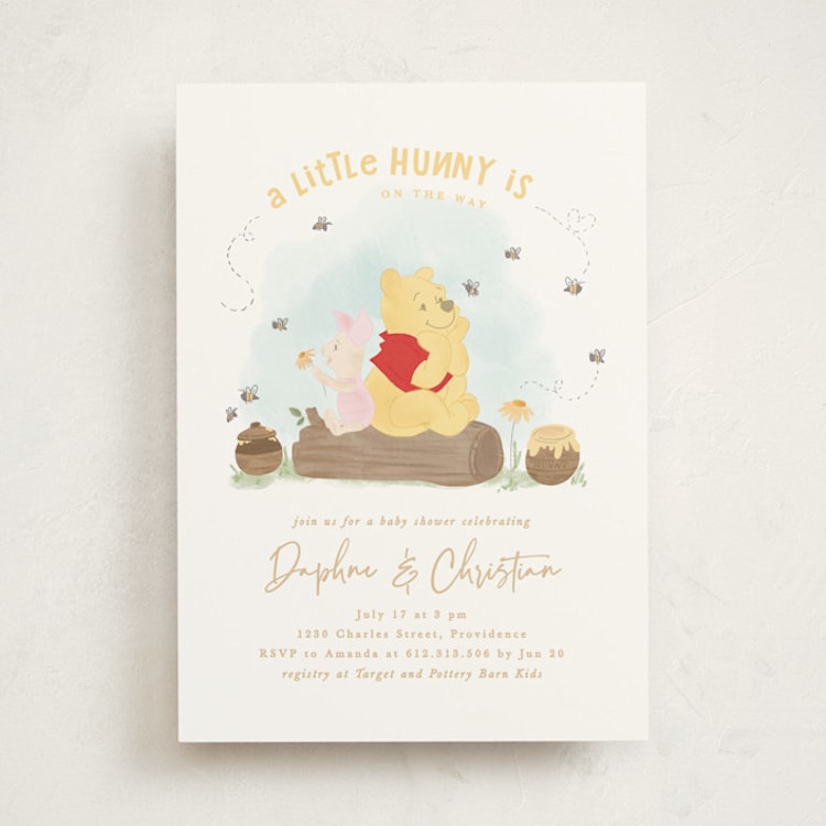 "Disney's Winnie The Pooh a little hunny" - Baby Shower Invitations in Sky by Creo Study - Front