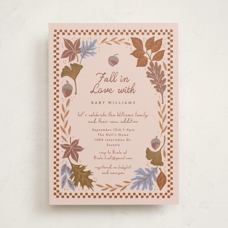 "Fall in Love" - Baby Shower Invitations in Latte by Alethea and Ruth - Front