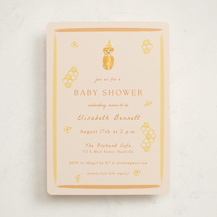 "Honeybear" - Baby Shower Invitations in Honey by Sarah Rosenthal - Front