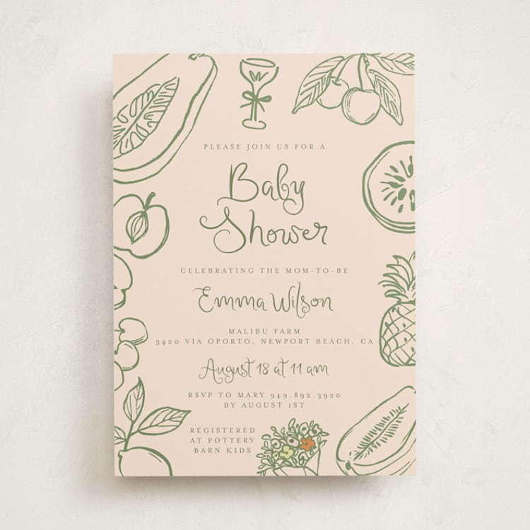 "Locally Grown Baby Shower" - Baby Shower Invitations in Grapefruit by Reilly Kavanaugh - Front