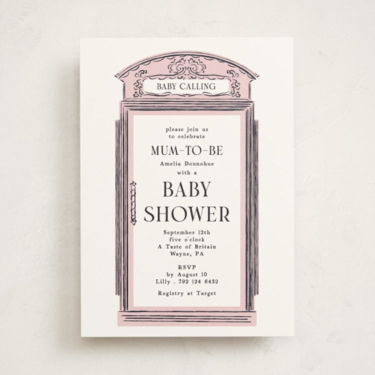 "Baby Calling" - Baby Shower Invitations in Rosebud by Gwen Bedat - Front