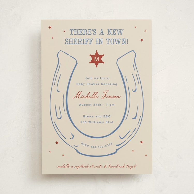 "Baby Sheriff" - Baby Shower Invitations in Cream by Ilene Guy - Front