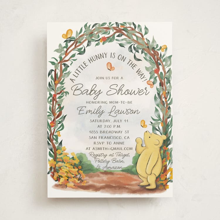 "Vintage Winnie the Pooh Baby Shower Invite" - Baby Shower Invitations in Honey by The Savage Label - Front