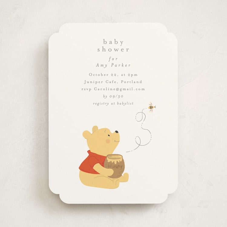 "Disney's Pooh Hunny Pot" - Baby Shower Invitations in Cotton by Angela Thompson - Front