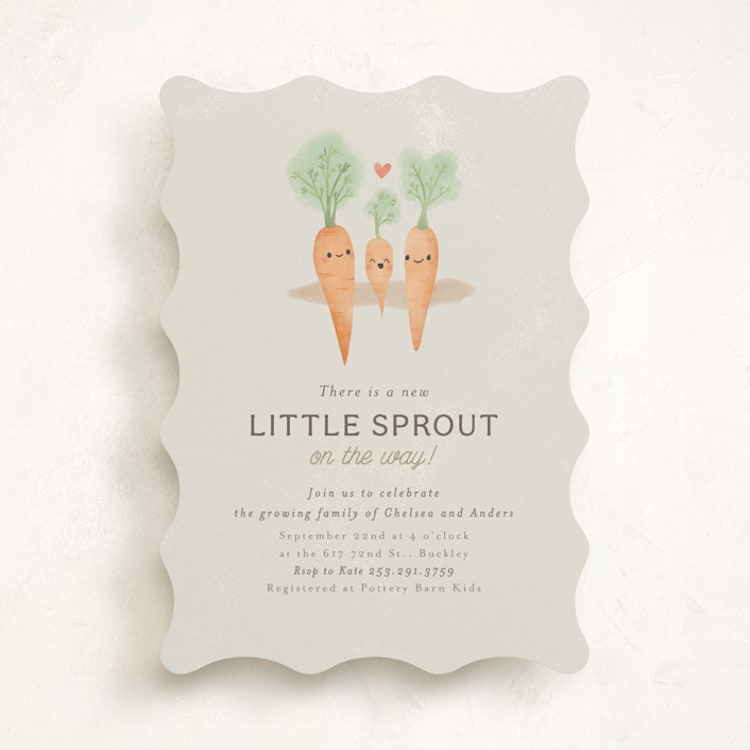 "Little Sprout" - Baby Shower Invitations in Grain by Itsy Belle Studio - Front