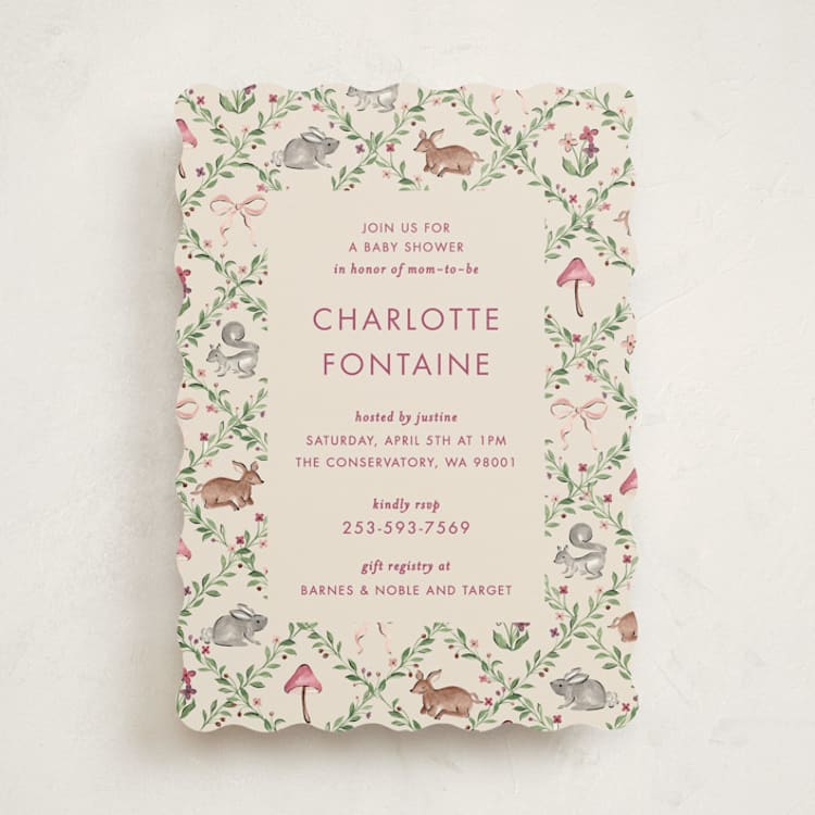 "Trellis" - Baby Shower Invitations in Mulberry by Sarah Knight - Front