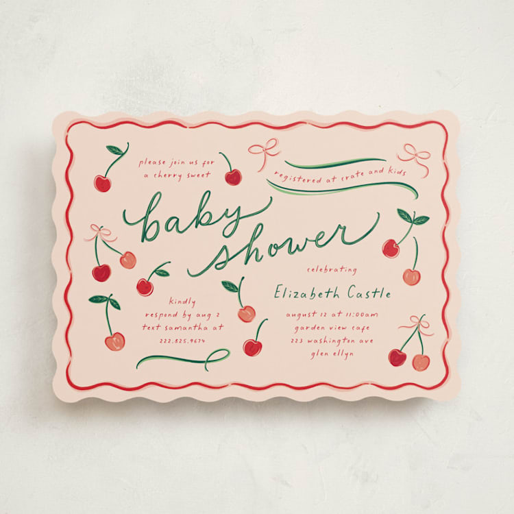"Cherry Sweet" - Baby Shower Invitations in Cherry Pie by Erin German - Front
