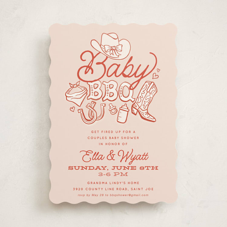 "Cute Country BBQ" - Baby Shower Invitations in Cherry Pie by Jessie Steury - Front