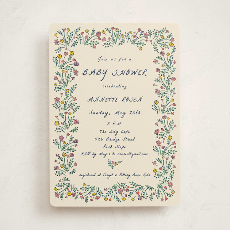 "Blossoming Love" - Baby Shower Invitations in Midnight by Sarah Rosenthal - Front
