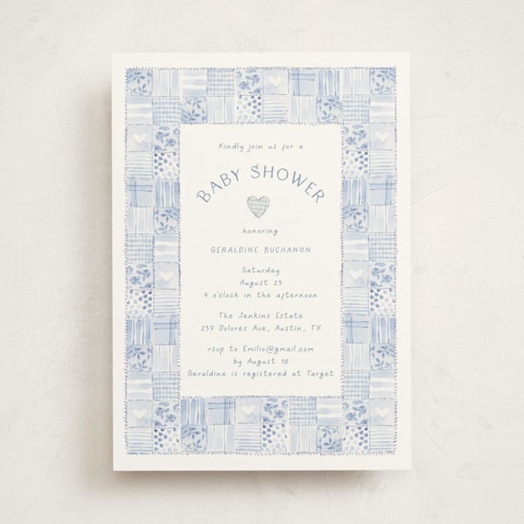 "Soft Quilt" - Baby Shower Invitations in Blueberry by frau brandt - Front