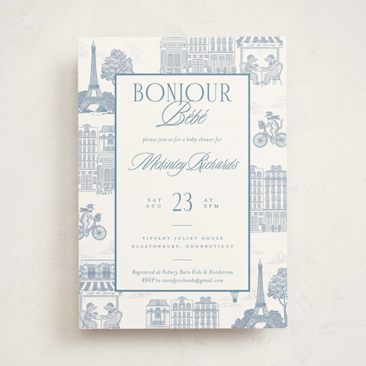 "Bonjour Toile" - Baby Shower Invitations in Provincial by Jenna Holcomb - Front