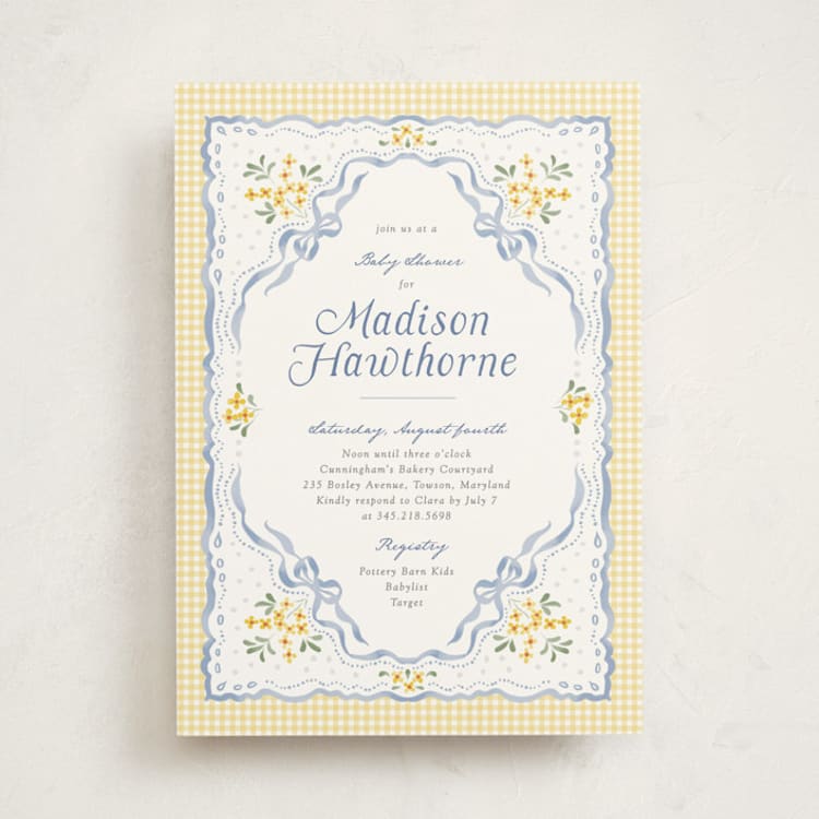 "Baby Eyelet" - Baby Shower Invitations in Sunshine by Erin L. Wilson - Front