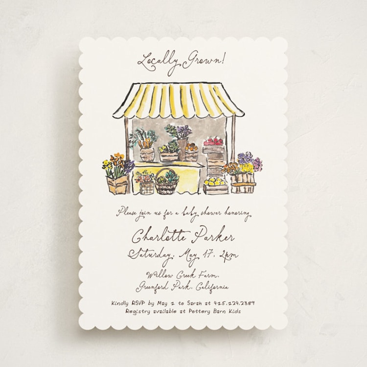 "Fresh From the Garden" - Baby Shower Invitations in Lemon by Cass Loh - Front