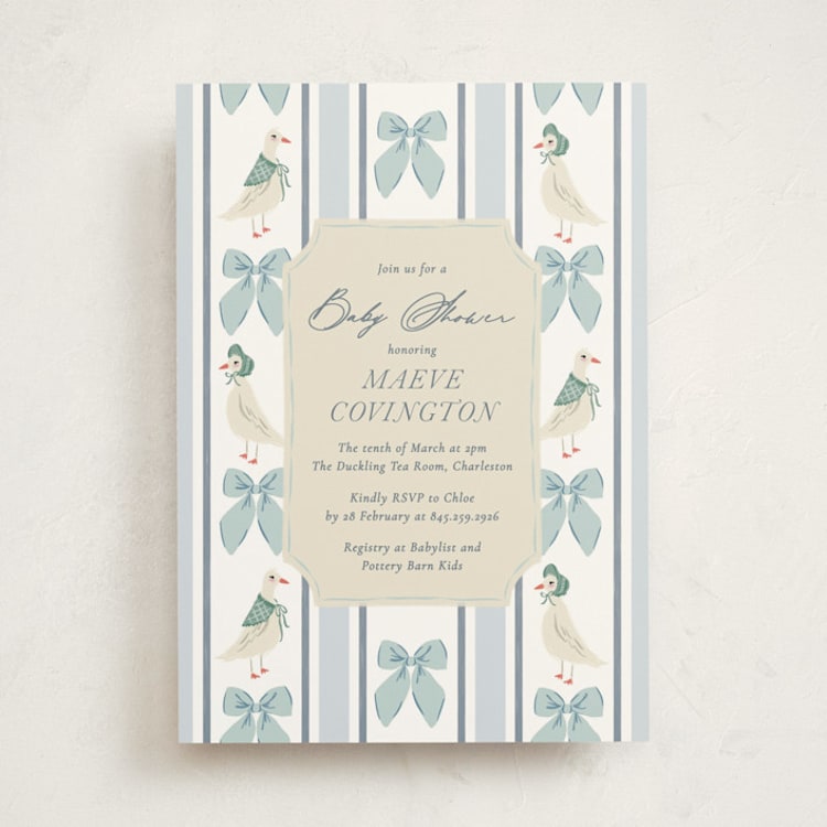 "Little Ducks" - Baby Shower Invitations in Bluebell by Jackie Crawford - Front