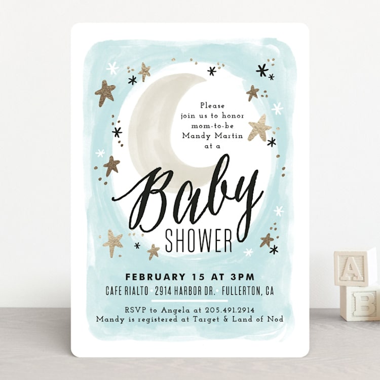 "Moonlit" - Baby Shower Invitations in Sky by Alethea and Ruth - Front
