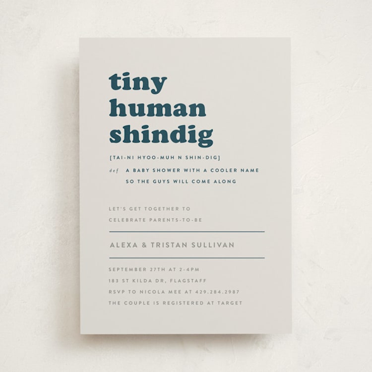 "Tiny Human" - Baby Shower Invitations in Whale by Corinne Malesic - Front