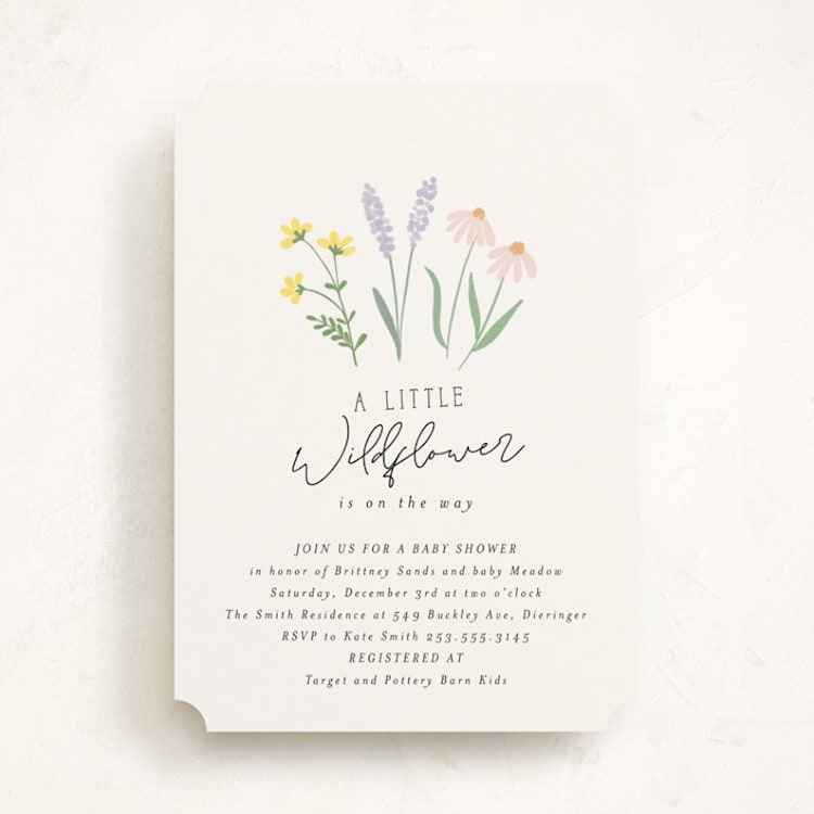 "She's a Wildflower" - Baby Shower Invitations in Pastel by Itsy Belle Studio - Front