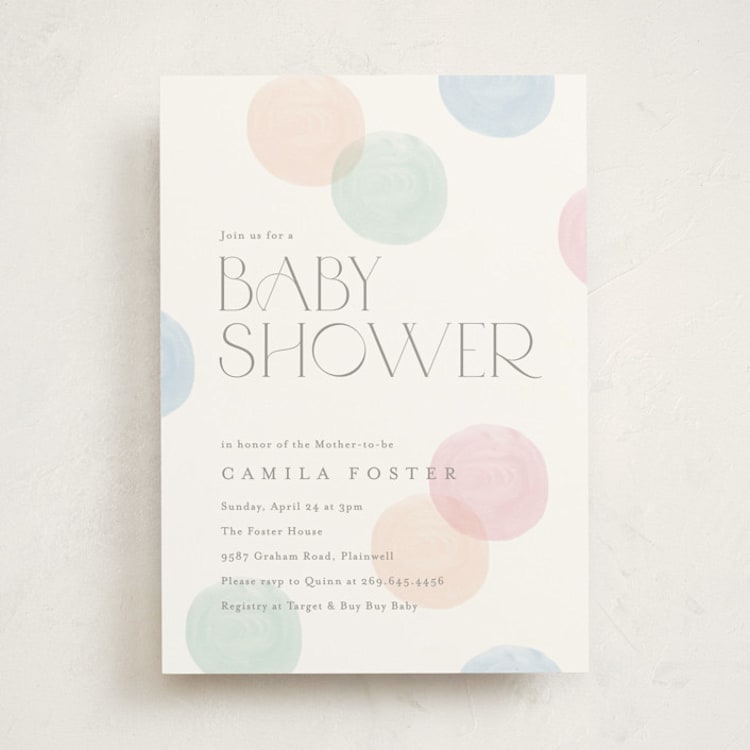 "Polka Dot Party" - Baby Shower Invitations in Confetti by Pixel and Hank - Front