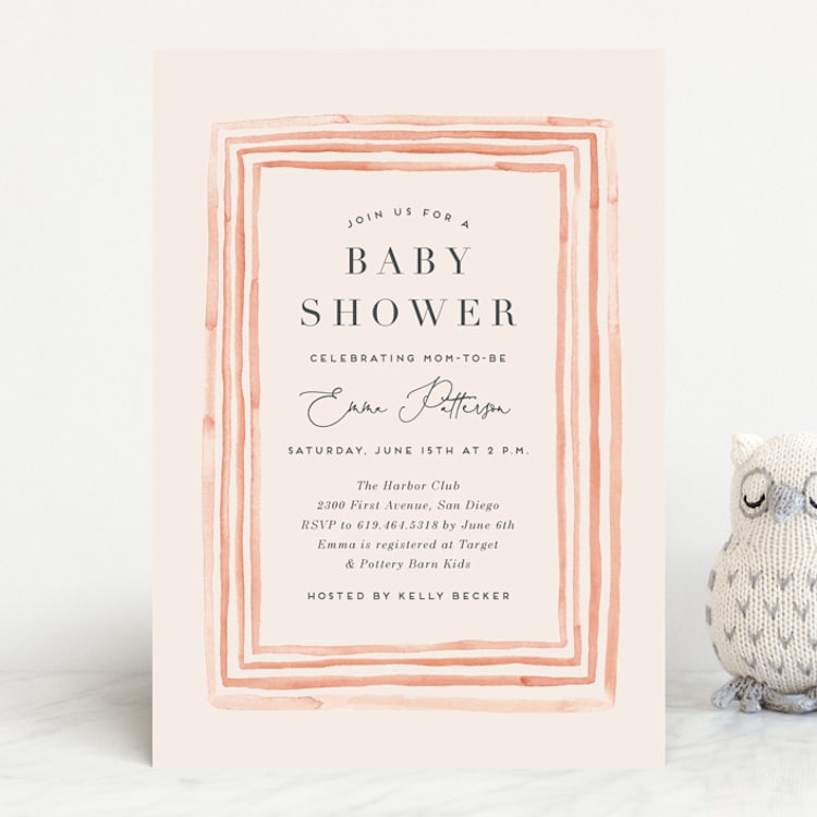 "Painted Frame" - Baby Shower Invitations in Peony by Erica Krystek - Front