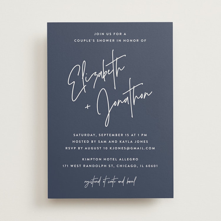 "Marked" - Bridal Shower Invitations in Navy by JoAnn Jinks - Front
