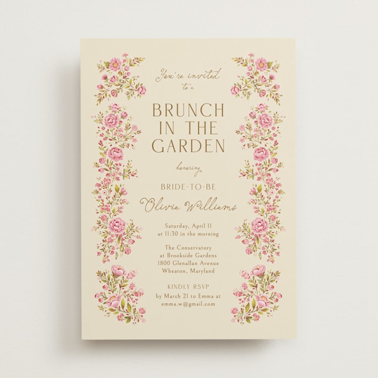 "In The Garden" - Bridal Shower Invitations in Cream by Paola Benenati - Front