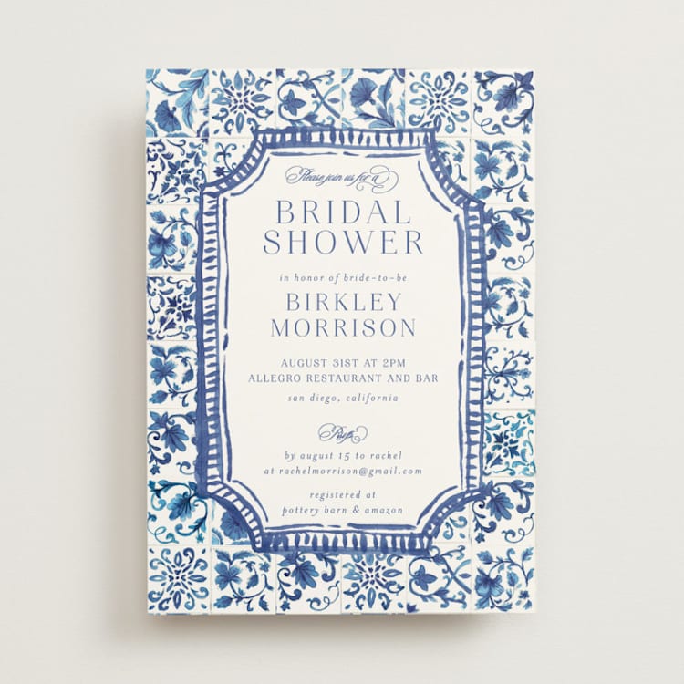 "Amalfi Coast" - Bridal Shower Invitations in Cerulean by Jenna Holcomb - Front