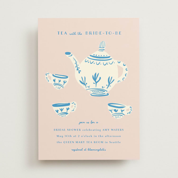 "China Tea Set" - Bridal Shower Invitations in Blush by Ani Somi - Front