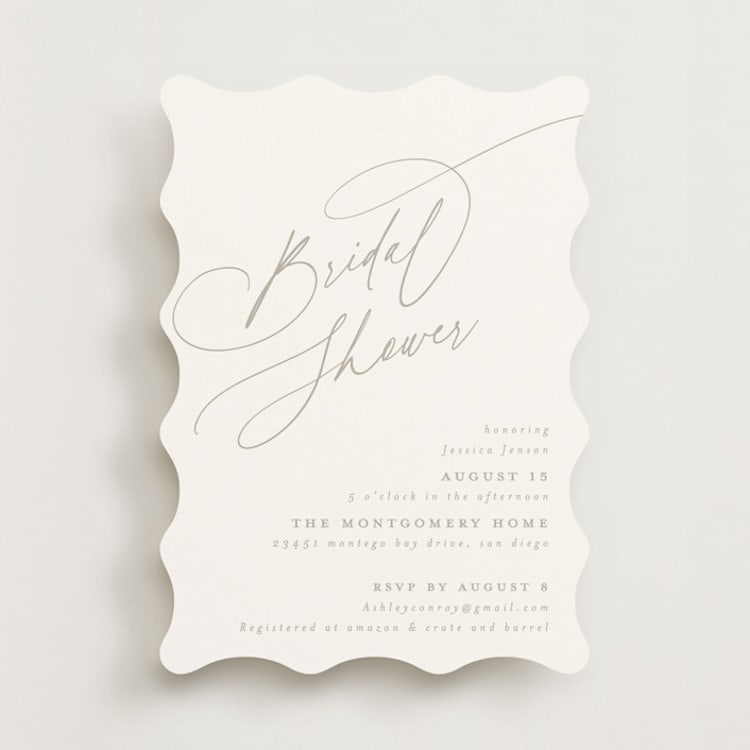 "Minimal" - Bridal Shower Invitations in Coconut by Joanna Griffin - Front