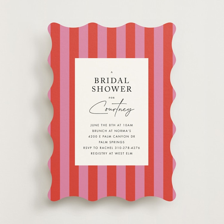 "Bold Stripes" - Bridal Shower Invitations in Strawberry by mo kelley - Front